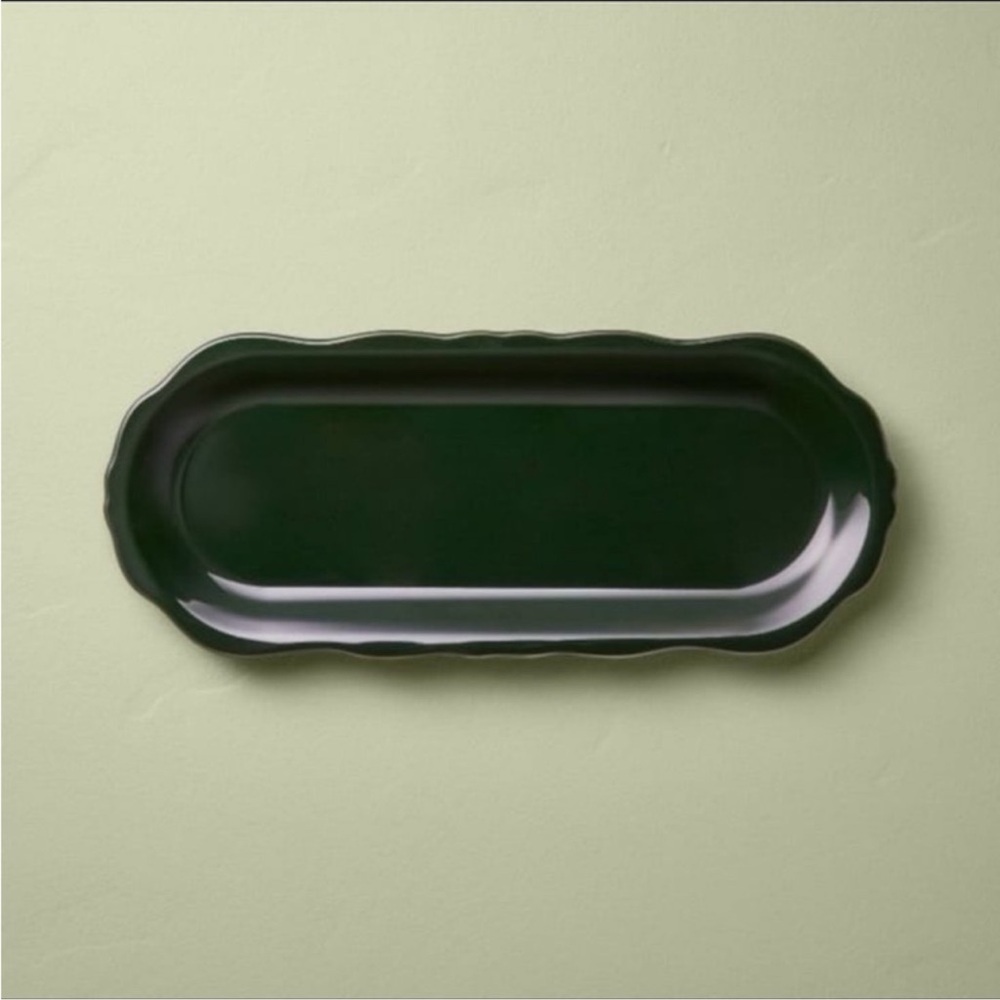 Stoneware Reactive Glaze Oval Serving Tray Dark Green - Hearth & Hand Magnolia
